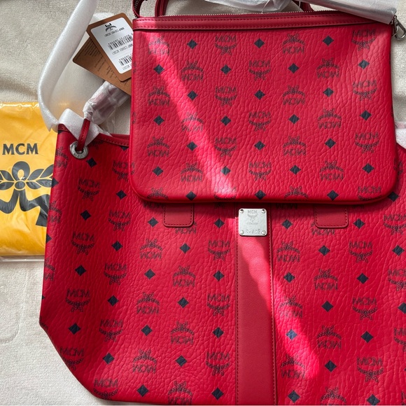 MCM Red Tote and Pouch Set - Picture 2 of 5